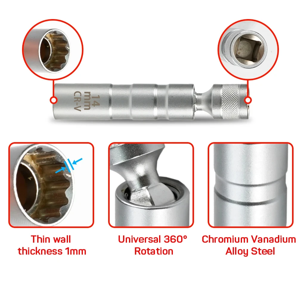 16mm com parede fina magnética - Spark Plug Socket Set avaliação e preço