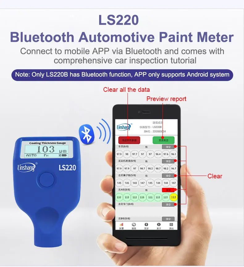 Linshang-Automotive Car Paint  - Paint Thickness Gauge avaliação e preço